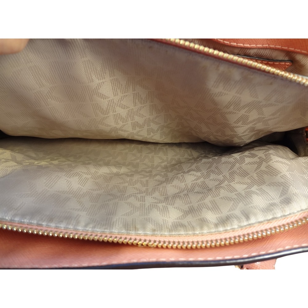 Michael Kors Savannah Large Orange Leather Tote Shoulder Bag Crossbody Handbag - Picture 9 of 11